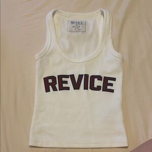 REVICE Black and White Fitted Ribbed Tank Top